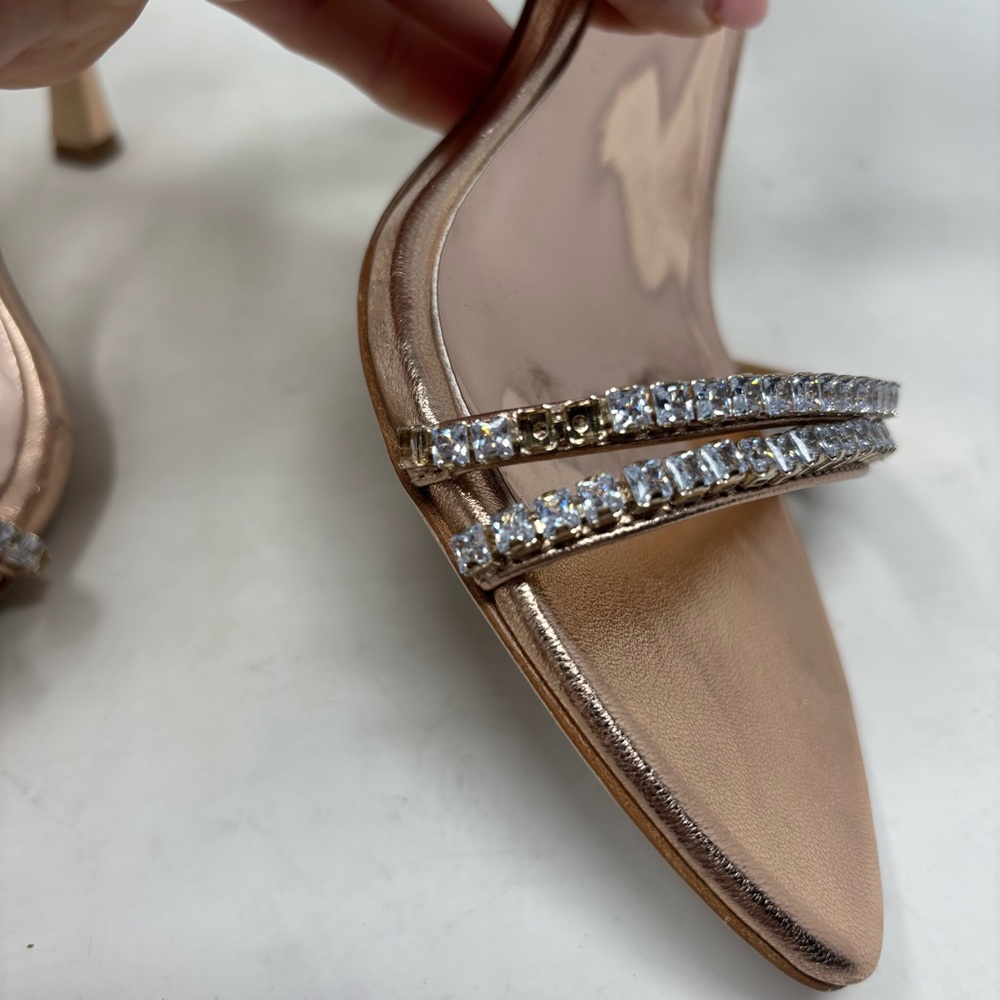 Badgley Mischka Logan Strappy Rhinestone Open Toe Heels Size 7.5 - Picture 7 of 10